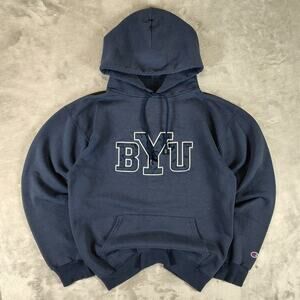 VTG Y2K Champion BYU Cougars sportswear casual pullover hoodie mens Small